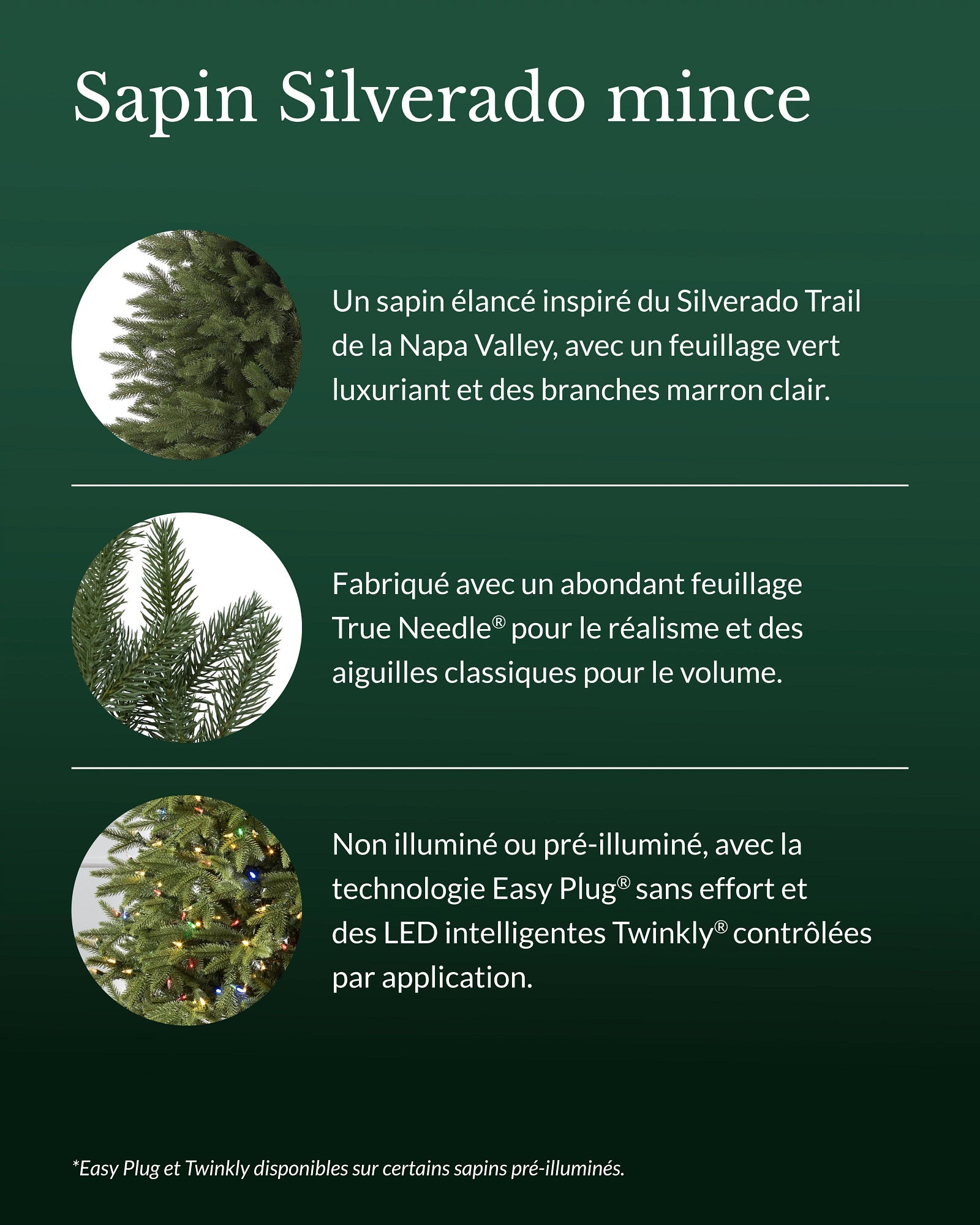 Sapins de Noël artificiels Silverado minces 183 cm